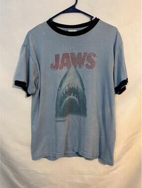 Vintage Jaws Movie Graphic Ringer T-Shirt Universal Studios Thunder Creek Medium